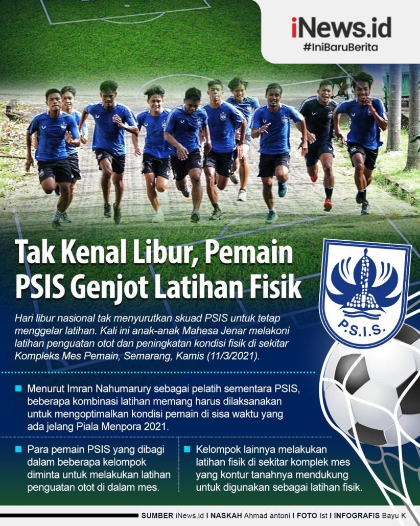 Infografis Tak Kenal Libur, Pemain PSIS Genjot Latihan Fisik