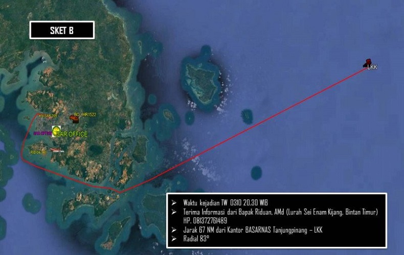 Dua Kapal Tabrakan, Nelayan Jatuh dan Hilang di Perairan Bintan