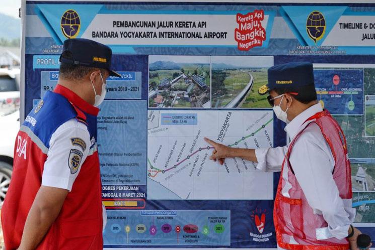 Tinjau Pembangunan Jalur Kereta Bandara YIA, Menhub: Bulan Agustus Operasional