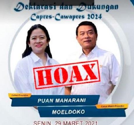 Beredar Poster Deklarasi Puan Maharani-Moeldoko di Surabaya, Polda Jatim: Itu Hoaks