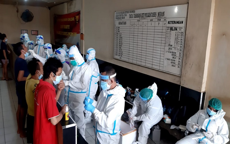 Polrestabes Medan Tes PCR Covid-19 ke 828 Tahanan 