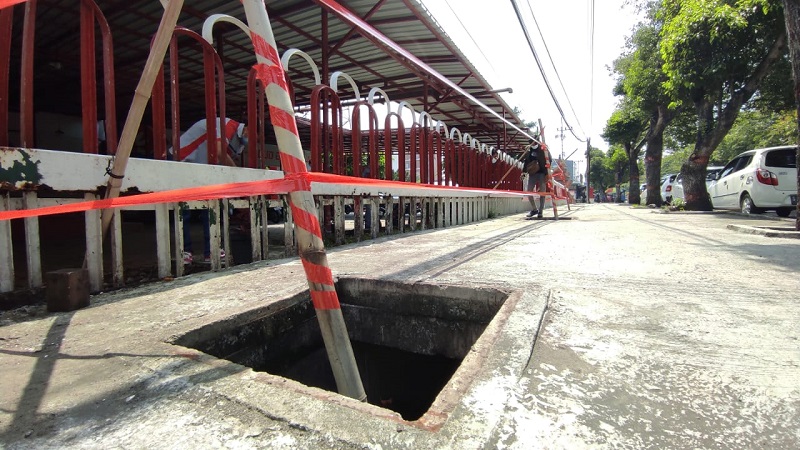 Besi Penutup Gorong-Gorong di Kota Mojokerto Raib Digondol Maling