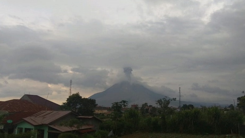 Sinabung Erupsi, Semburkan Abu Vulkanis Setinggi 700 Meter