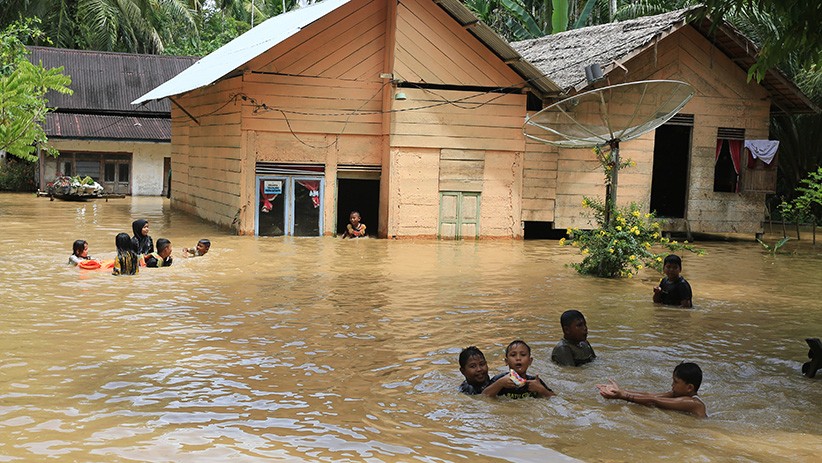 Permukiman Warga Desa Teupin Peuraho Aceh Terendam Banjir - Bagian 1