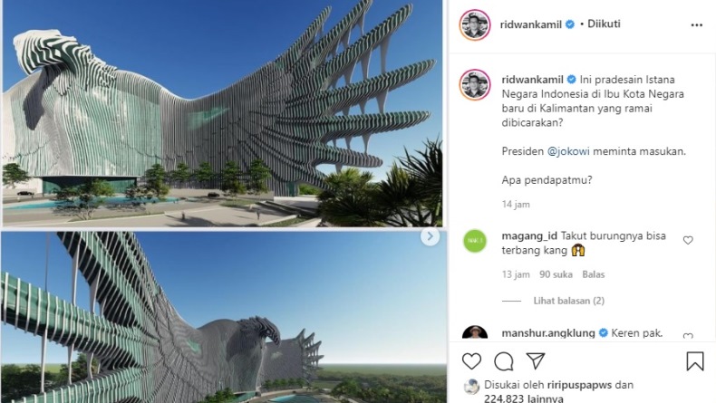 Ridwan Kamil Minta Pendapat Desain Istana Negara di Ibu Kota Baru, Netizen: Susah Bersihinnya