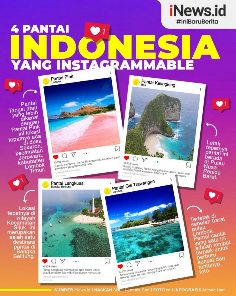 Infografis Deretan Pantai Instagramable di Indonesia