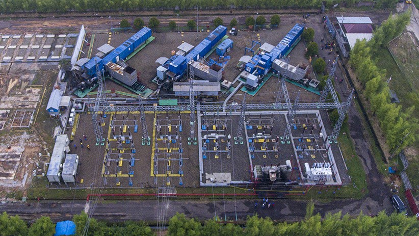 Penampakan dari Udara Satu Gardu PLTG Jakabaring Meledak dan Terbakar - Bagian 1