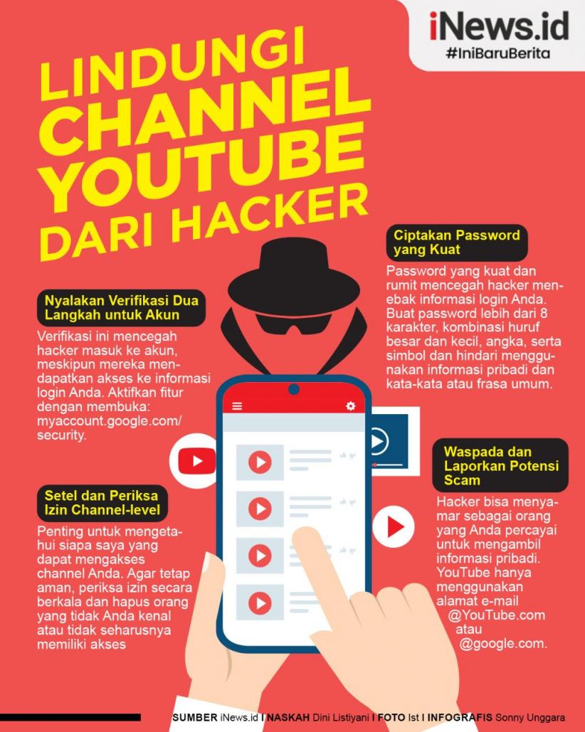 Infografis Lindungi Akun Youtube dari Ulah Hacker