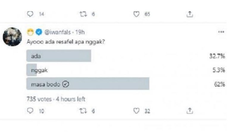 Iwan Fals Gelar Polling Reshuffle Kabinet, Warganet Pilih Masa Bodo 62 Persen