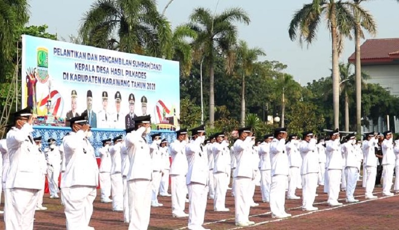 Bupati Karawang Lantik 174 Kades Terpilih, 2 Orang Absen karena Positif Covid-19