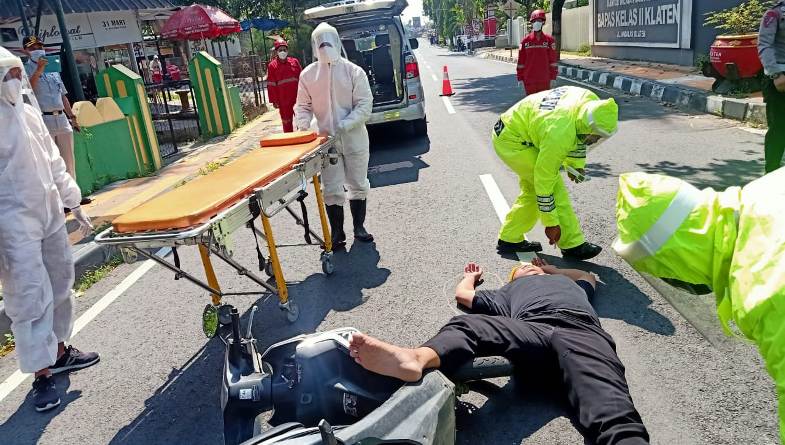 Polres Klaten Gelar Simulasi Penanganan Kecelakaan Lalu Lintas Terpadu
