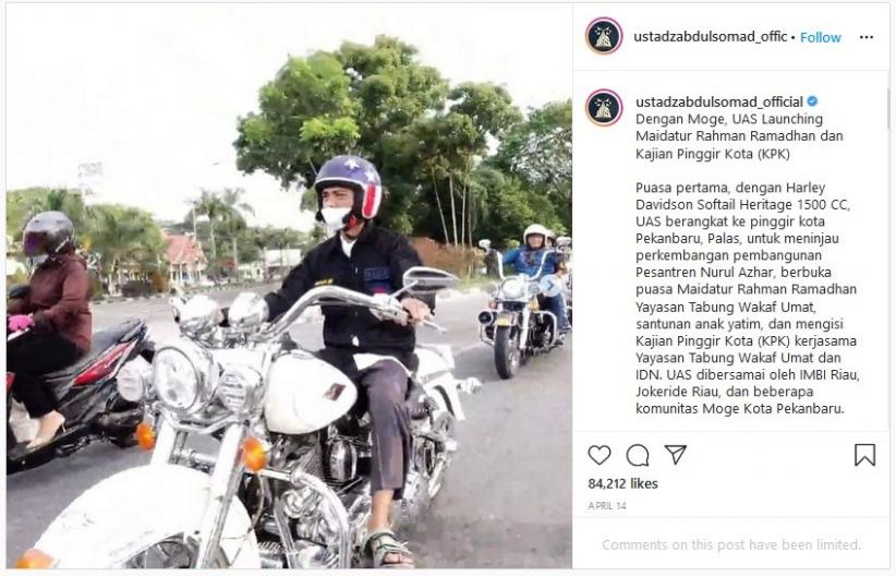 Gagahnya Ustaz Abdul Somad Tunggangi Harley Davidson Softail Heritage