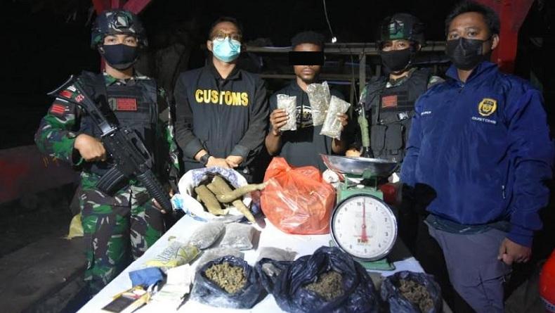 TNI dan Bea Cukai Gagalkan Penyelundupan Ganja di Perbatasan RI-Papua Nugini