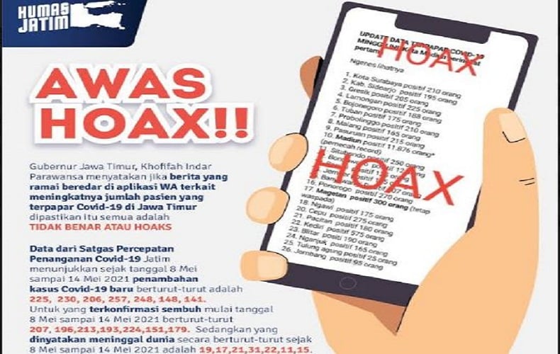 title Beredar Pesan Berantai Kasus Covid-19 Jatim Meledak, Gubernur Khofifah: Hoaks Beredar Pesan Berantai Kasus Covid-19 Jatim Meledak, Gubernur Khofifah: Hoaks