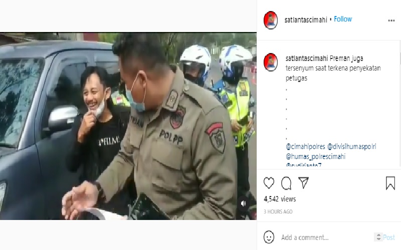 Preman Tersenyum saat Kena Penyekatan Petugas, Netizen: Mantap Kang Mus