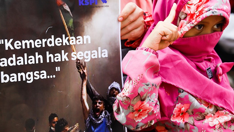 Aksi Solidaritas untuk Palestina, Buruh Datangi Kedutaan Besar AS - Bagian 3