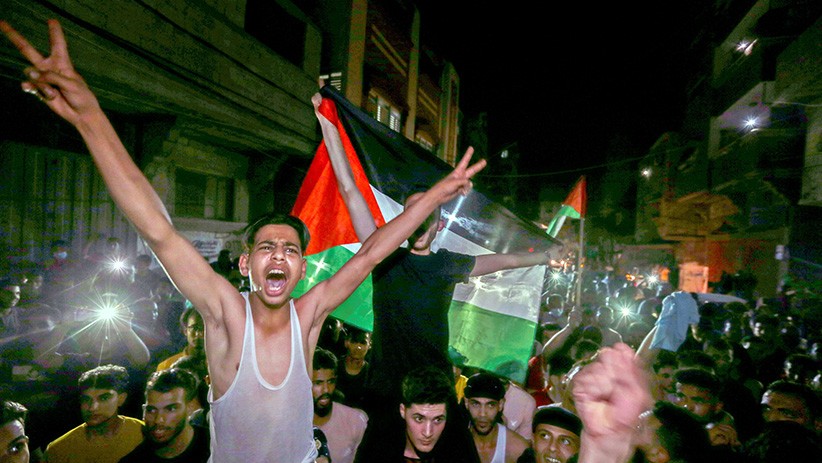 Ribuan Warga Palestina Turun ke Jalan Rayakan Gencatan Senjata dengan Israel - Bagian 1