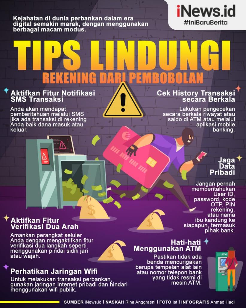 Infografis Tips Lindungi Rekening dari Pembobolan