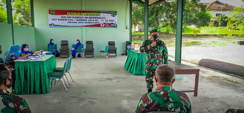 Peringati HUT ke-11 Korem 045/Gaya, Kodim 0431/Bangka Barat Gelar Donor Darah  