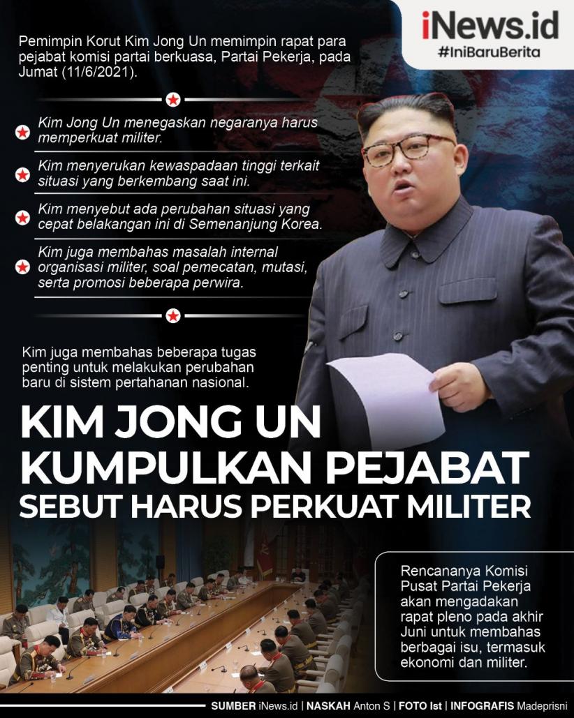 Infografis Kim Jong Un Kumpulkan Pejabat Sebut Korut Harus Perkuat Militer