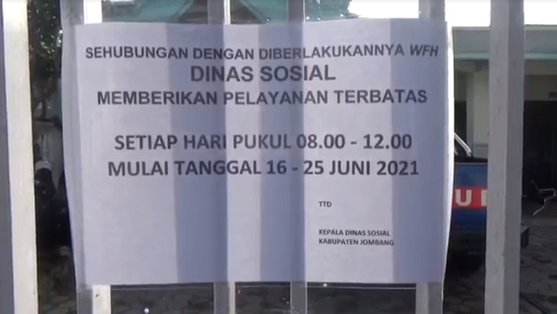 11 Pegawai Positif Covid-19, Kantor Dinsos Jombang Terpaksa Tutup 