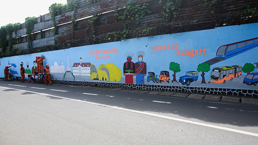 PPSU Buat Mural Sambut HUT ke-494 DKI Jakarta - Bagian 2