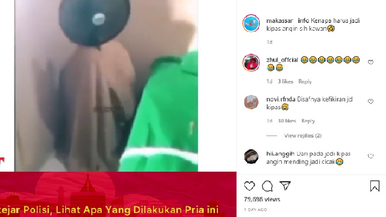 Pria Menyamar Jadi Kipas saat Mau Ditangkap, Anggota Reskrim Panakkukang Ngakak