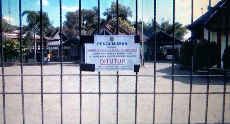 Plt Camat Meninggal Terpapar Covid-19, Kantor Kecamatan Wedi Klaten Ditutup