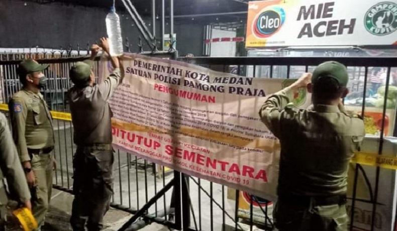 Tegas, Satgas Covid-19 Tutup Tempat Usaha Langgar PPKM Mikro di Medan
