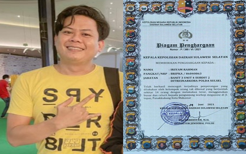 Gagalkan Aksi Penyerangan, Bripka Irsyam Diganjar Penghargaan oleh Kapolda Sulsel