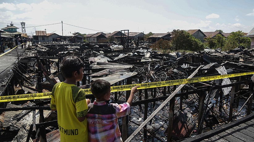Penampakan dari Udara Puluhan Rumah Padat di Palangkaraya Ludes Terbakar - Bagian 3