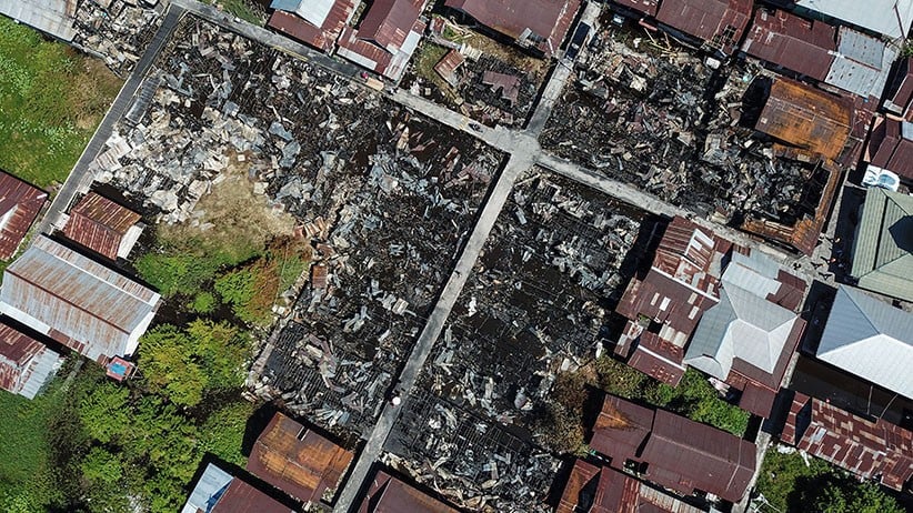 Penampakan dari Udara Puluhan Rumah Padat di Palangkaraya Ludes Terbakar - Bagian 2