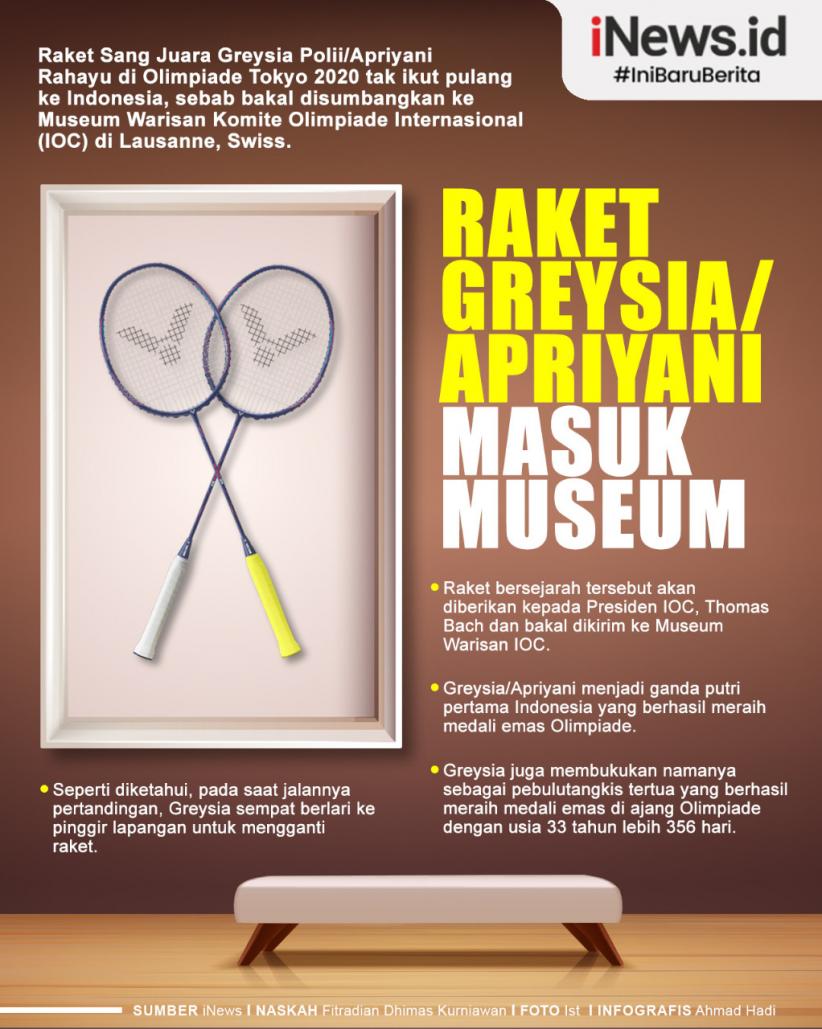 Infografis Raket Greysia/Apriyani Dipajang di Museum IOC