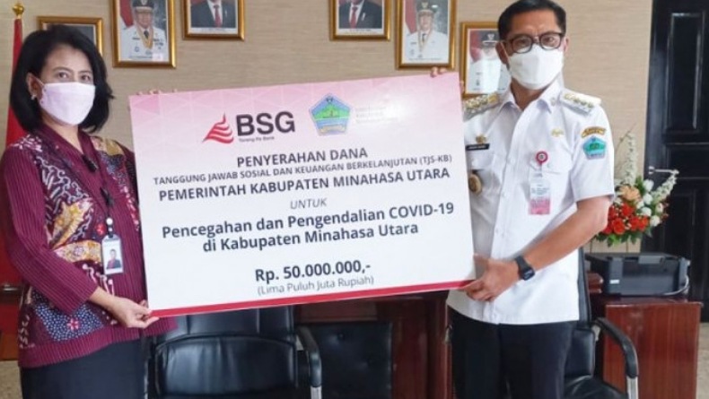 BSG Serahkan Bantuan Rp50 Juta untuk Warga Isoman Covid-19 di Minahasa Utara