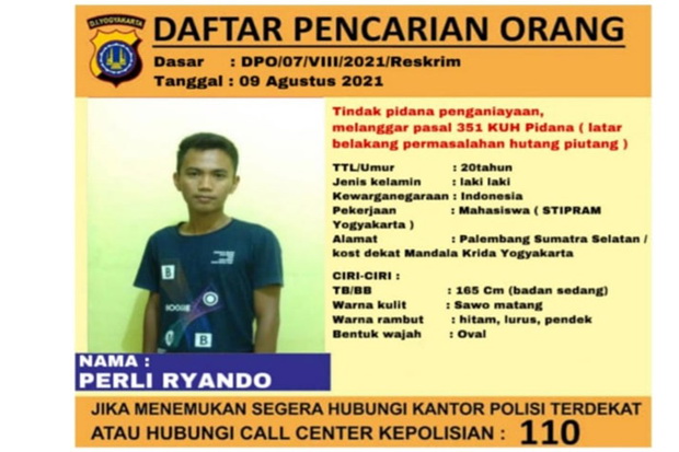 Mahasiswa Pelaku Pembacokan di Mandala Krida Jadi DPO