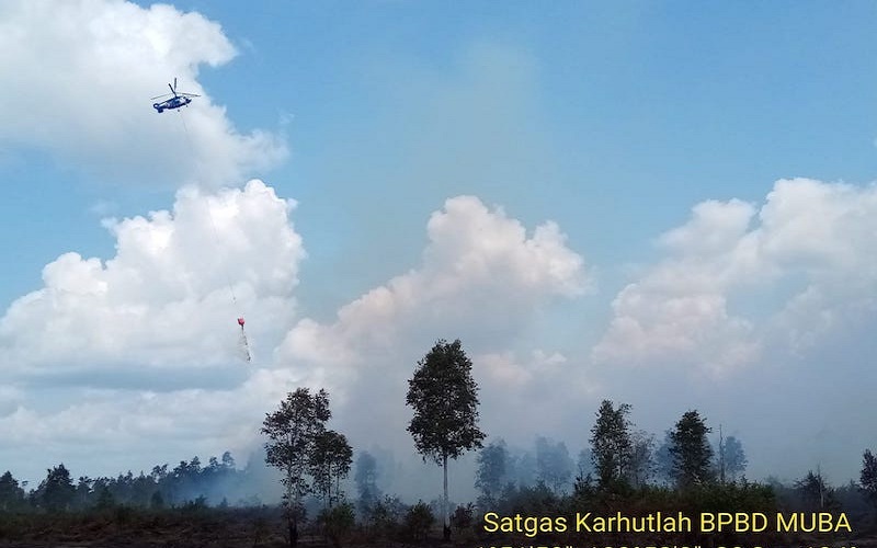 Muara Medak, Lokasi Karhutla Hebat 2019 Mulai Terbakar, Satgas Kerahkan Helikopter