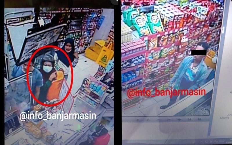 Terekam CCTV, Pasutri di Banjarmasin Curi Barang di Minimarket