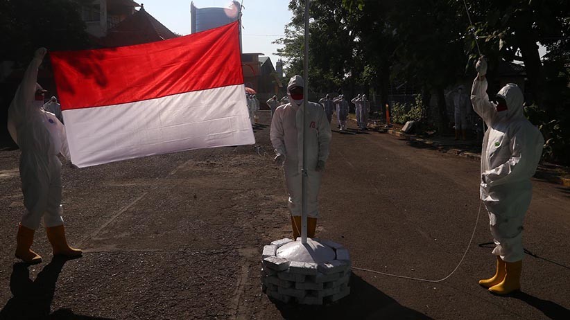 Semangat Pasien Covid-19 Ikuti Upacara HUT ke-76 RI - Bagian 1