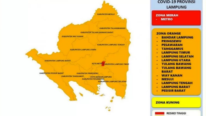 Kota Metro Jadi Satu-satunya Zona Merah Covid-19 di Lampung