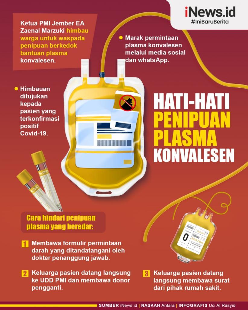 Infografis Hati-Hati Penipuan Bantuan Plasma Konvalesen bagi Pasien Covid-19
