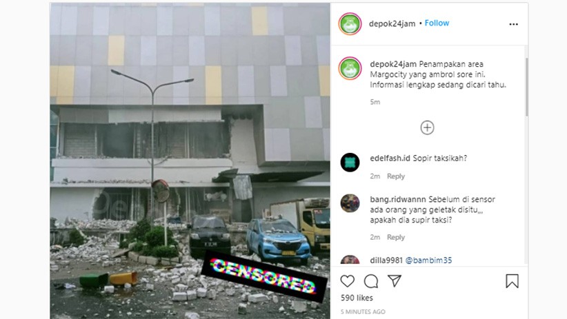 Selain Tembok, Ledakan di Mal Margo City Depok juga Rusak 3 Mobil