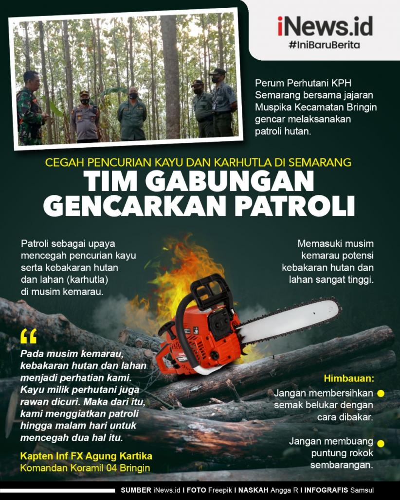 Infografis Tim Gabungan Gencarkan Patroli untuk Cegah Pencurian Kayu di Semarang