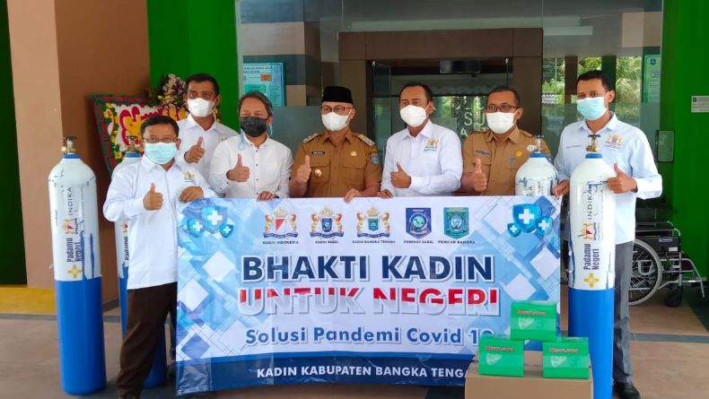 Kadin Indonesia Salurkan 15 Tabung Oksigen ke RSUD Bangka Tengah