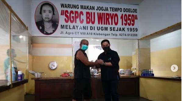 Viral, Menteri BUMN Ternyata Pelanggan Warung Makan SGPC BU Wiryo