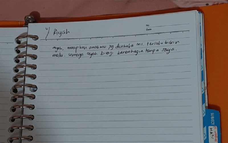 title Ditulis Tangan, Ini Surat Wasiat Mahasiswi yang Tewas Gantung Diri di Makassar Ditulis Tangan, Ini Surat Wasiat Mahasiswi yang Tewas Gantung Diri di Makassar