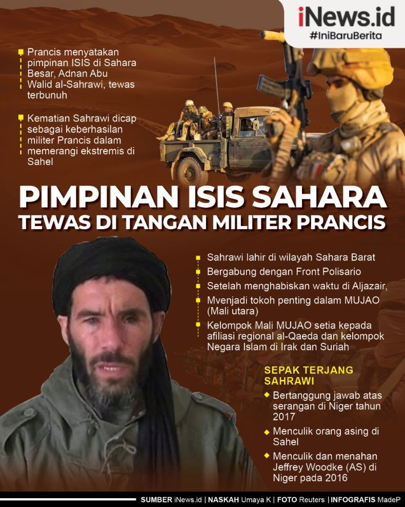 Infografis Pemimpin ISIS Sahel Afrika Sahrawi Terbunuh