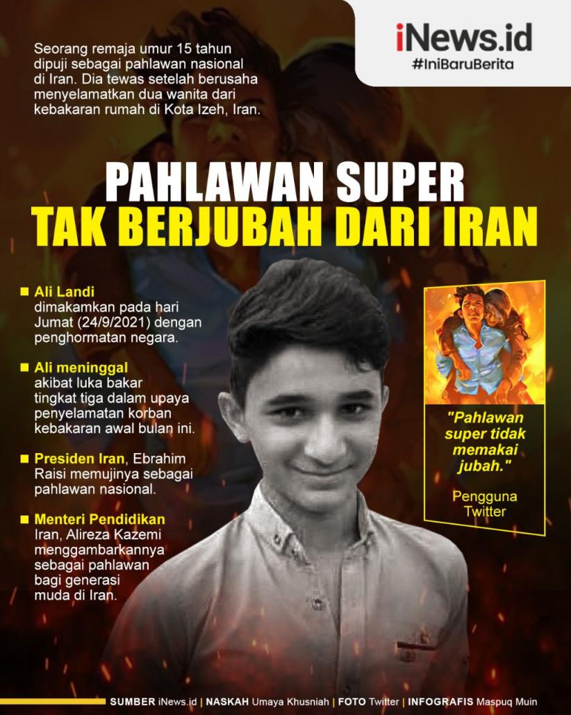 Infografis Ali Landi, Pahlawan Super Tak Berjubah dari Iran