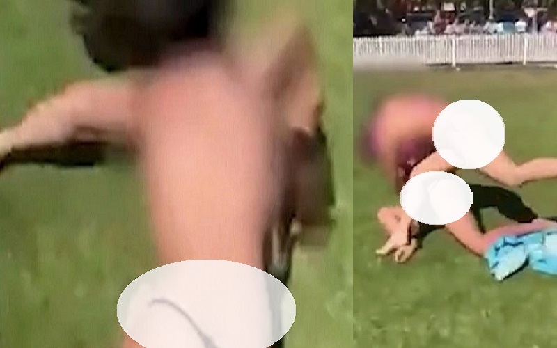 2 Gadis Pakai Bikini Superminim Berkelahi di Taman, Para Pria Kegirangan