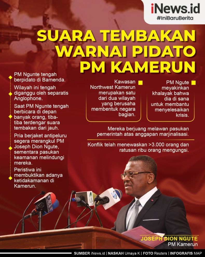 Infografis Suara Tembakan Teror Acara Pidato PM Kamerun