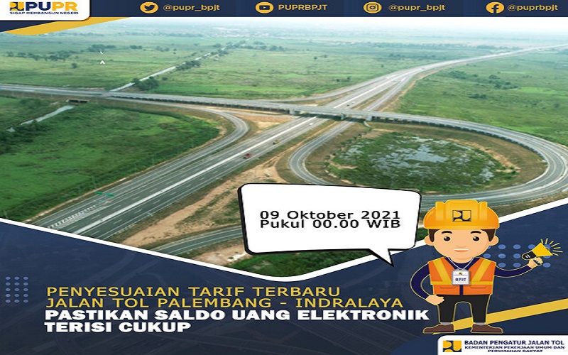 Penyesuaian Tarif Terbaru Jalan Tol Palembang - Indralaya